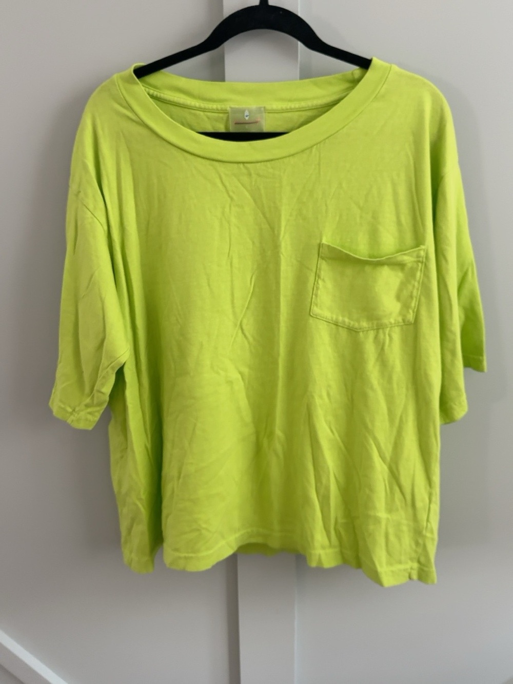 Free People Oversized Pocket Tee Neon Lime Chartreuse Size Large